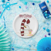 Paper Teller, Frohe Weihnachts-Snowman Cappuccino Pappteller (Party)