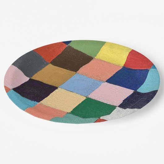 Paper-Teller im Design von Funky Squares Pappteller (Schrägansicht)