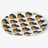 Paper Tellers 9"/Black Cat und Pumpkin Pappteller (Schrägansicht)