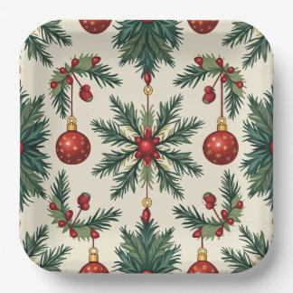 Paper Tellers, 9" Square Paper Plate(Weihnachten) Pappteller
