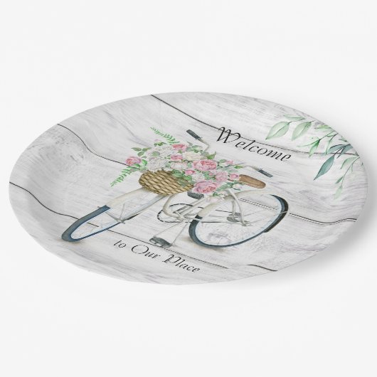 Paper Tellers 9" Welcome Spring Bicycle Pappteller (Schrägansicht)