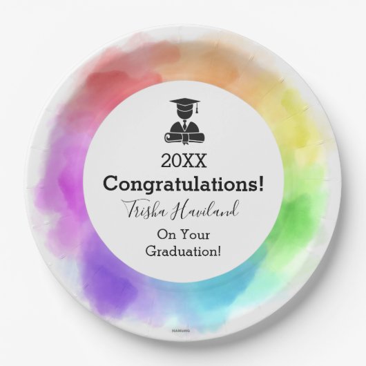 Paper Tellers Abschluss Watercolor Look HAMbyWG Pappteller (Vorderseite)