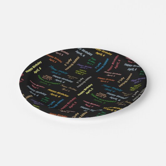 Paper Tellers April, 6. Geburtstag Pappteller (Schrägansicht)