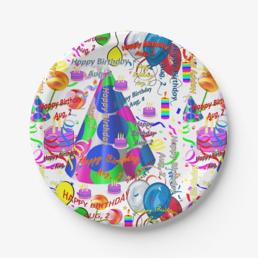 Paper Tellers August, 2 Geburtstag Pappteller (Vorderseite)