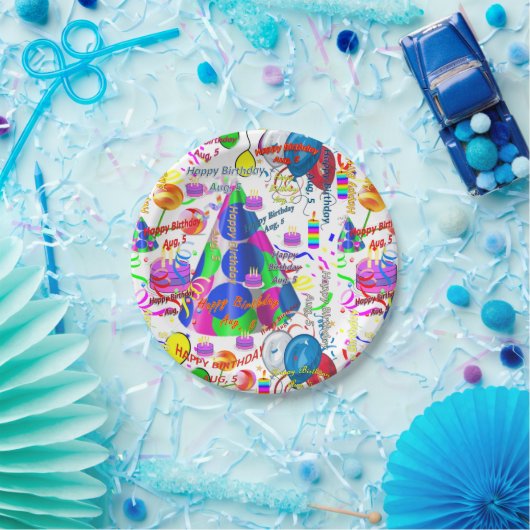 Paper Tellers August, 5 Geburtstag Pappteller (Party)