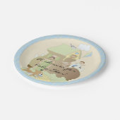 Paper Tellers Babydusche "Blue Build-a-Library" Pappteller (Schrägansicht)