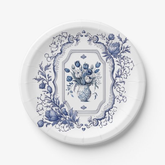 Paper Tellers Delft Blue Party Tableware-Dekoratio Pappteller (Vorderseite)