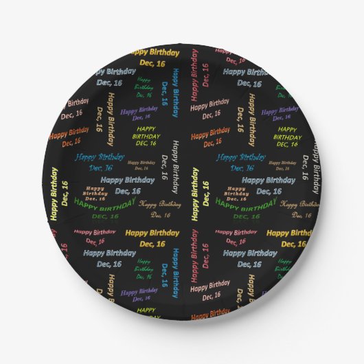 Paper Tellers Dezember, 16 Geburtstag Pappteller (Vorderseite)
