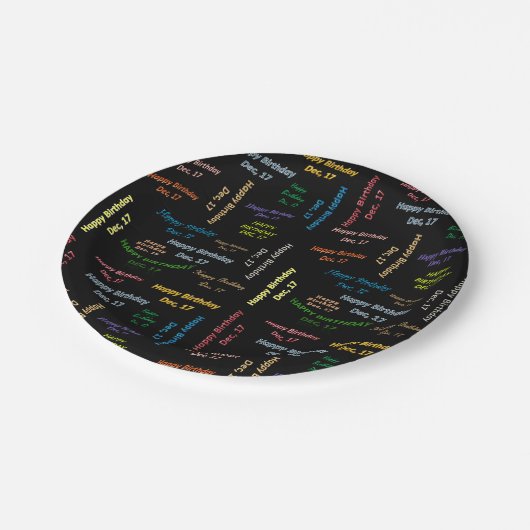 Paper Tellers Dezember, 17 Geburtstag Pappteller (Schrägansicht)