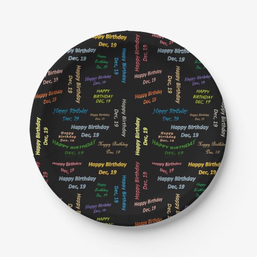 Paper Tellers Dezember, 19 Geburtstag Pappteller (Vorderseite)