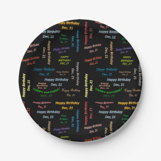 Paper Tellers Dezember, 21 Geburtstag Pappteller (Vorderseite)