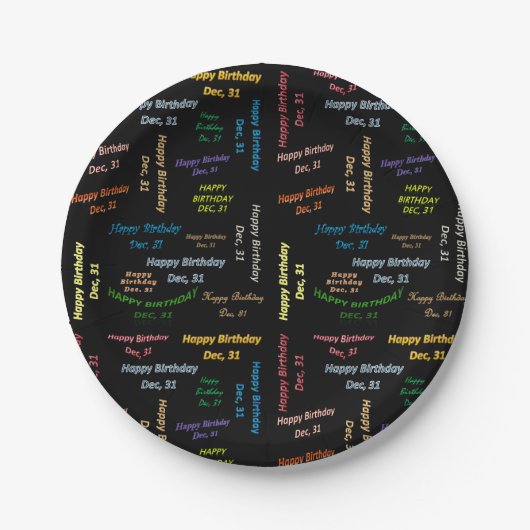 Paper Tellers Dezember, 31 Geburtstag Pappteller (Vorderseite)