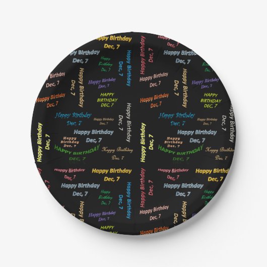 Paper Tellers Dezember, 7 Geburtstag Pappteller (Vorderseite)