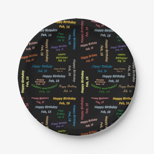 Paper Tellers Februar, 16 Geburtstag Pappteller (Vorderseite)