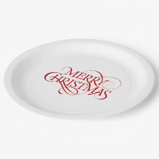 Paper Tellers - Frohe Weihnachts-Rot Pappteller (Schrägansicht)