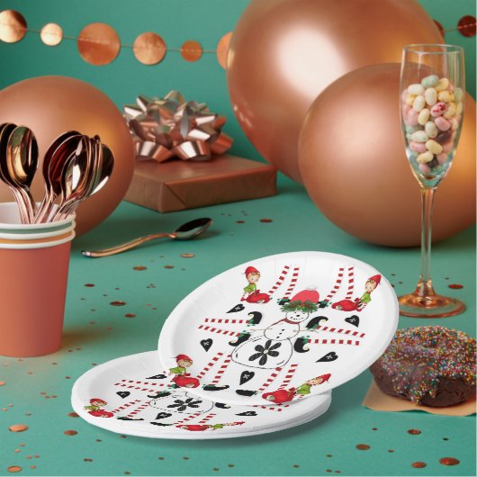 Paper Tellers, Frohe Weihnachts-Schneemann Elf Pappteller (Multi)