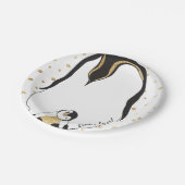 Paper Tellers "Gold Baby & Mommy Pinguins" Pappteller (Schrägansicht)