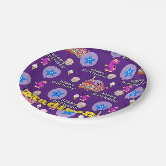 Paper Tellers, Happy 5th Birthday #5 Balloons Pappteller (Schrägansicht)