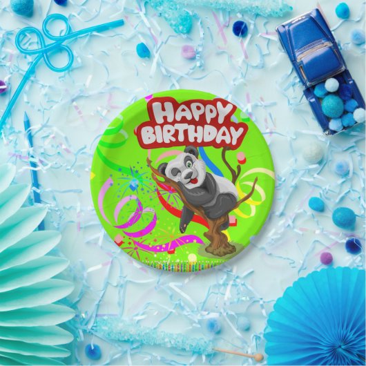 Paper Tellers, Happy Birthday Panda Bear Confetti Pappteller (Party)