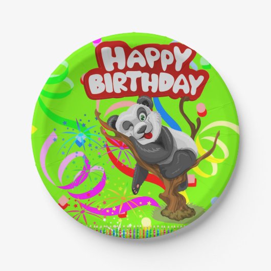 Paper Tellers, Happy Birthday Panda Bear Confetti Pappteller (Vorderseite)