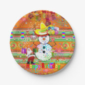 Paper Tellers, Happy Birthday Snowman Weihnachten Pappteller (Vorderseite)