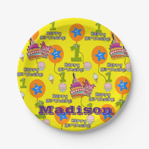 Paper Tellers, Happy First Birthday #1 Balloons Pappteller