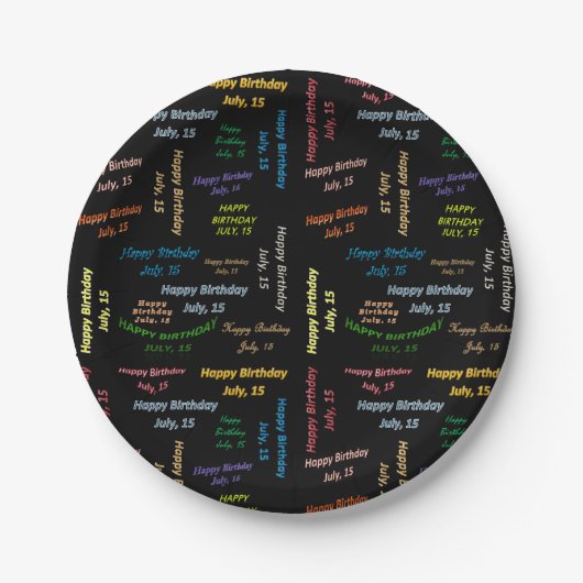 Paper Tellers Juli, 15 Geburtstag Pappteller (Vorderseite)