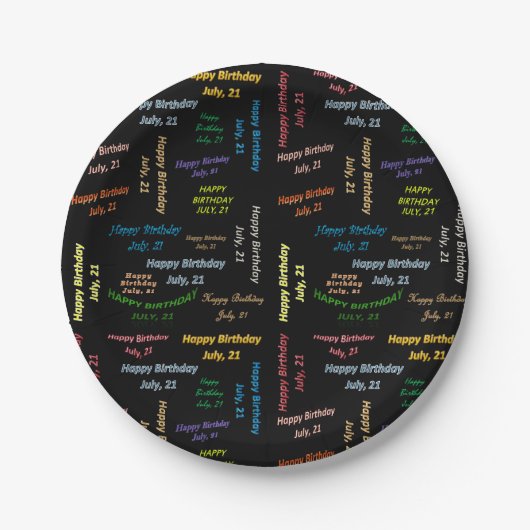 Paper Tellers Juli, 21 Geburtstag Pappteller (Vorderseite)