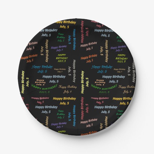 Paper Tellers Juli, 5 Geburtstag Pappteller (Vorderseite)