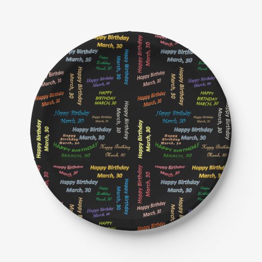 Paper Tellers März, 30 Geburtstag Pappteller (Vorderseite)