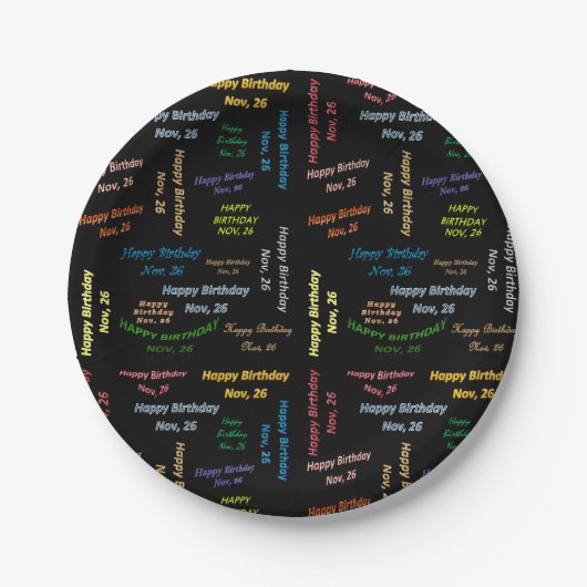 Paper Tellers November, 26 Geburtstag Pappteller (Vorderseite)