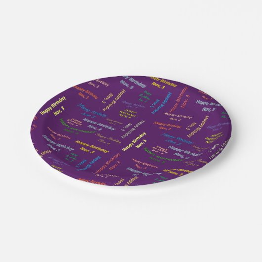 Paper Tellers November, 3 Geburtstag Pappteller (Schrägansicht)