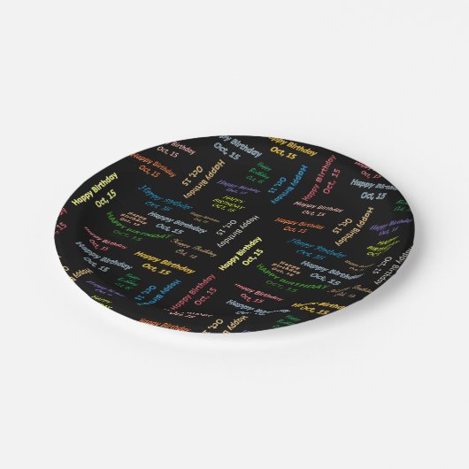 Paper Tellers Oktober, 15 Geburtstag Pappteller (Schrägansicht)