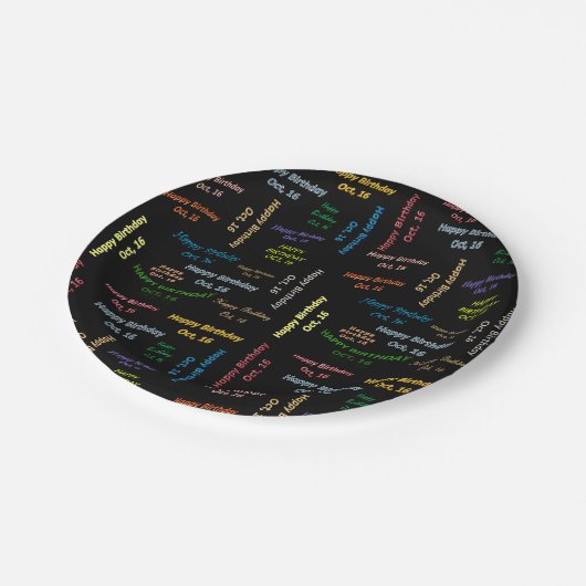 Paper Tellers Oktober, 16 Geburtstag Pappteller (Schrägansicht)