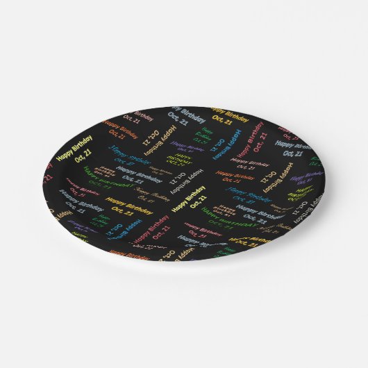 Paper Tellers Oktober, 21 Geburtstag Pappteller (Schrägansicht)