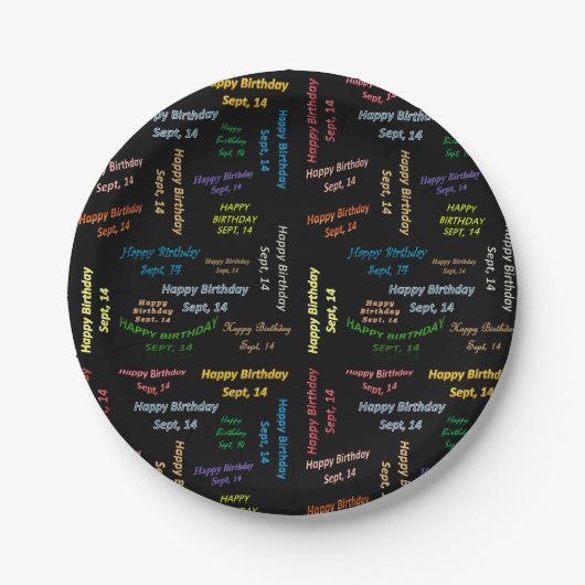 Paper Tellers September, 14 Geburtstag Pappteller (Vorderseite)