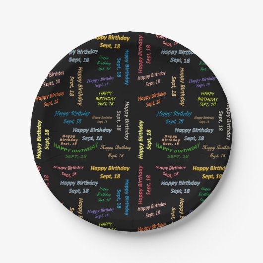 Paper Tellers September, 18 Geburtstag Pappteller (Vorderseite)