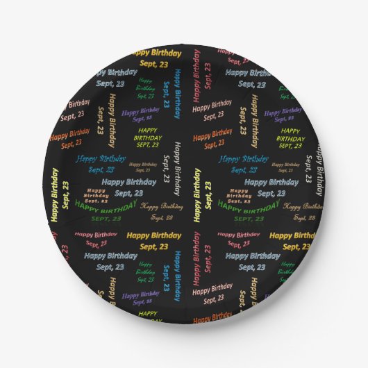 Paper Tellers September, 23 Geburtstag Pappteller (Vorderseite)