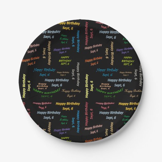 Paper Tellers September, 6. Geburtstag Pappteller (Vorderseite)