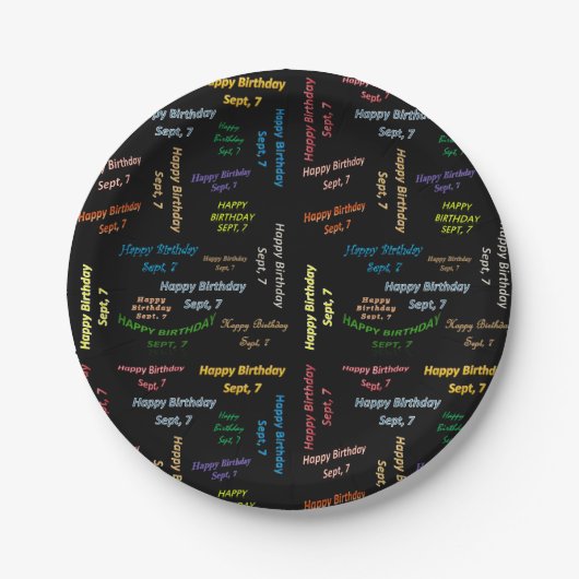 Paper Tellers September, 7. Geburtstag Pappteller (Vorderseite)