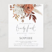 PAPER Terracotta Florals Script 21. Party Einladun Flyer (Vorne)