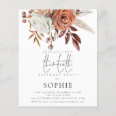 PAPER| Terracotta Florals Script 30. Party Einladu Flyer (Vorne)