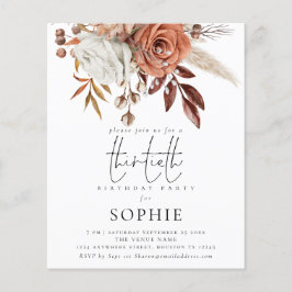 PAPER| Terracotta Florals Script 30. Party Einladu Flyer