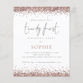 PAPER Trendy Rose Gold Glitzer 21. Party Einladung Flyer