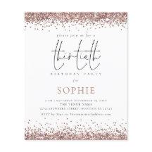 PAPER Trendy Rose Gold Glitzer 30. Party Einladung