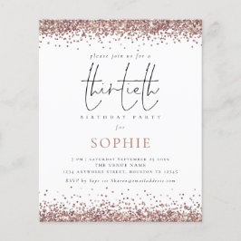 PAPER Trendy Rose Gold Glitzer 30. Party Einladung Flyer