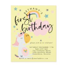 PAPER Unicorn Girl 1. Geburtstag Gelbe Einladung