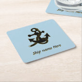 Paper Untersetzer - Black Anchor und Name des Schi (angewinkelt)