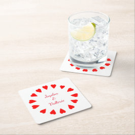 Paper Untersetzer - Circle of Red Hearts with Name