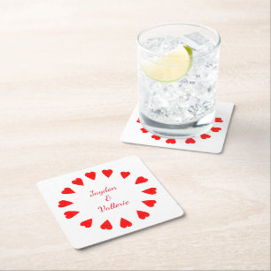 Paper Untersetzer - Circle of Red Hearts with Name